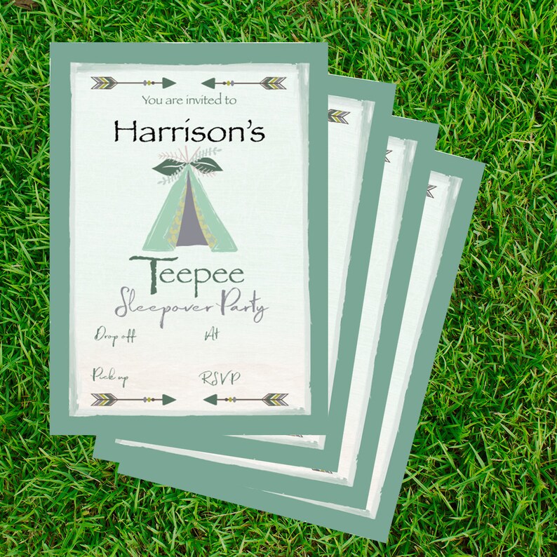 Personalised Sleepover Invitations - Green Festival