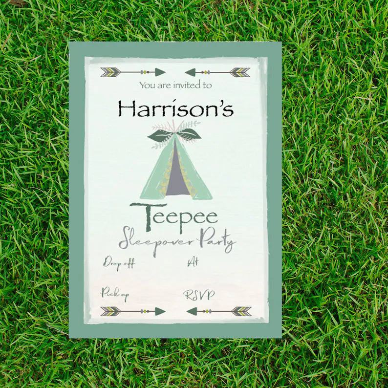 Personalised Sleepover Invitations - Green Festival
