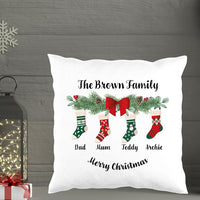 Personalised Christmas Socks Cushion for 3, 4, 5 or 6 names