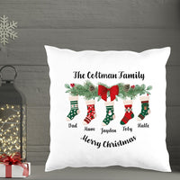 Personalised Christmas Socks Cushion for 3, 4, 5 or 6 names