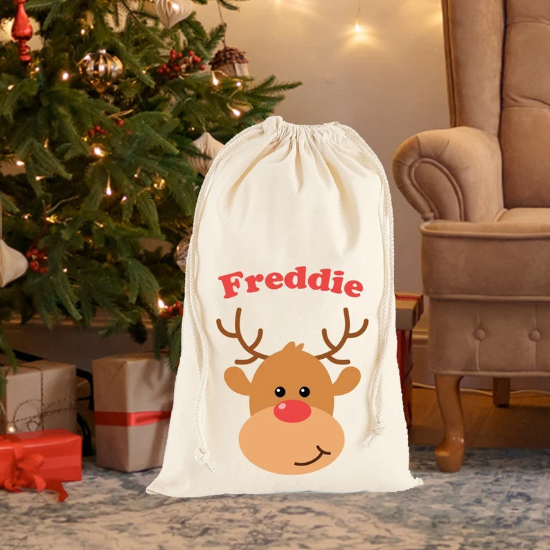 Personalised Christmas Sack Santa Reindeer Monster Parties