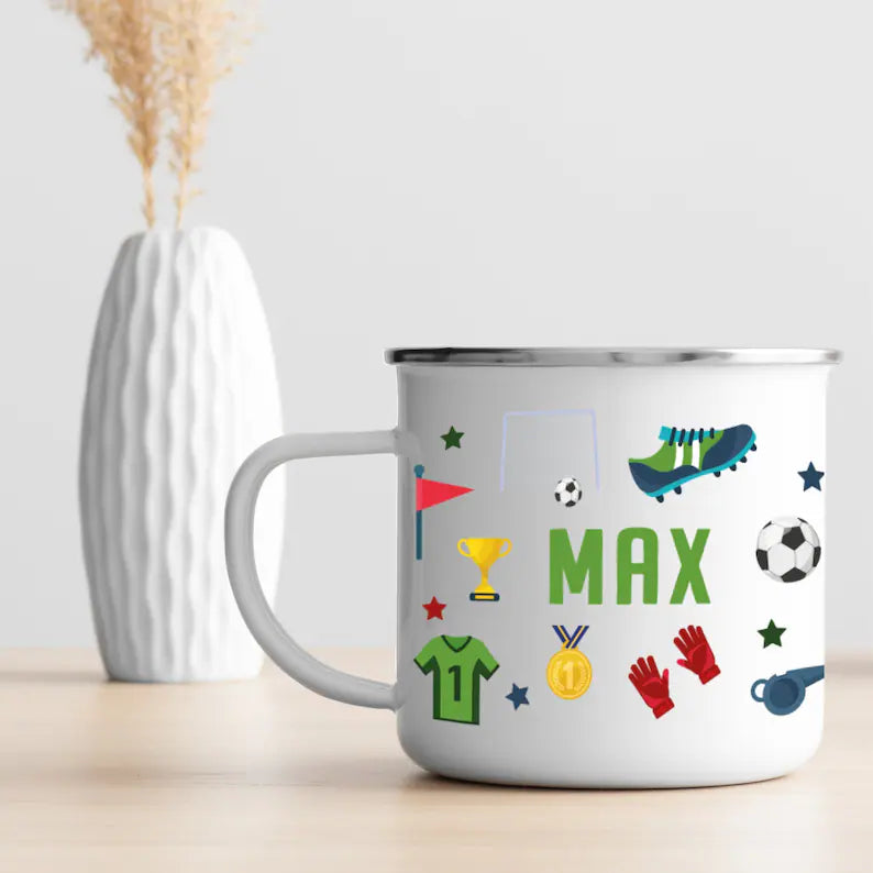 Personalised Football Enamel Mug Monster Parties