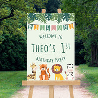 Personalised 1st Birthday Wild One Jungle Welcome Sign