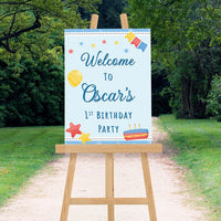 Personalised 1st Birthday Boy Welcome Sign