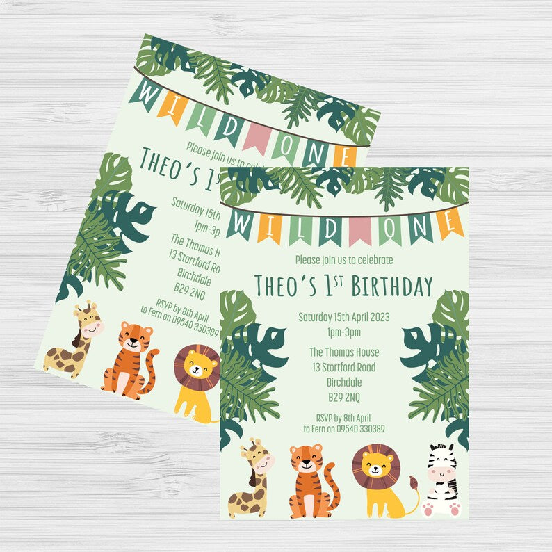 Personalised Jungle Invitations