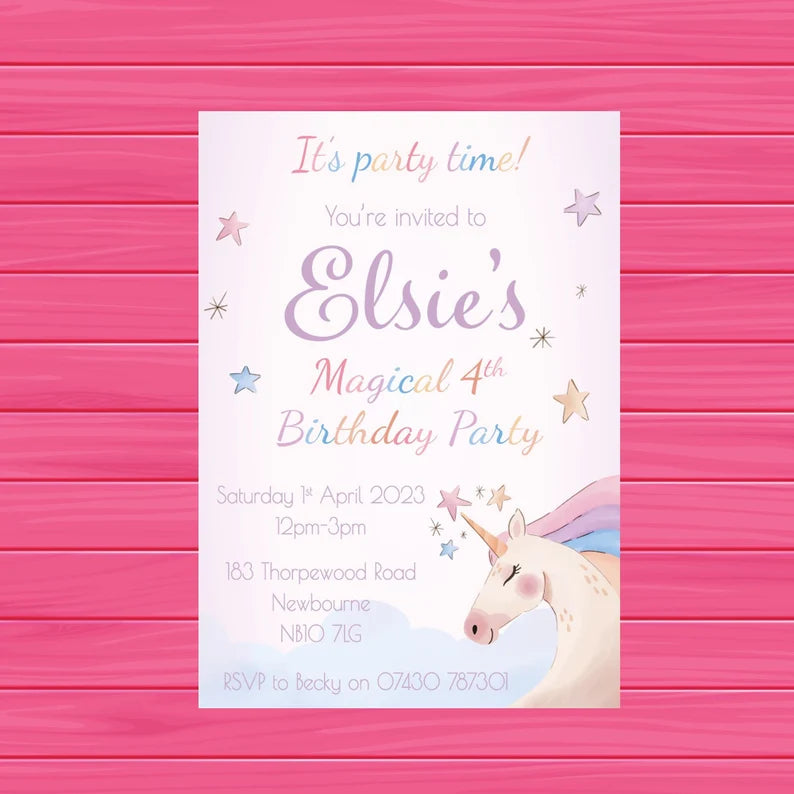 Personalised Unicorn Invitations