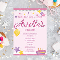 Personalised 1st Birthday Pink Invitations