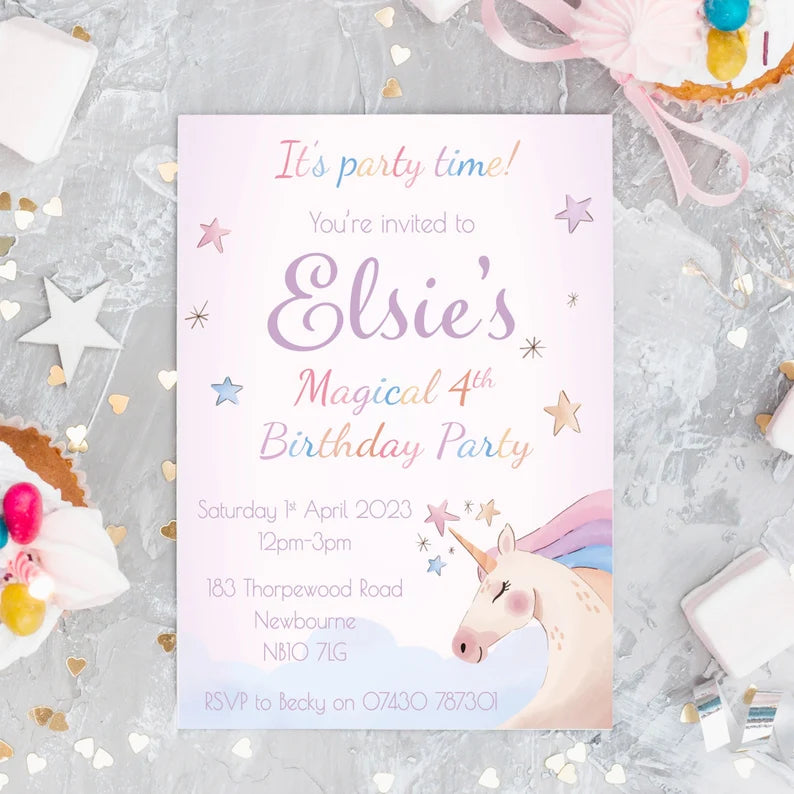 Personalised Unicorn Invitations