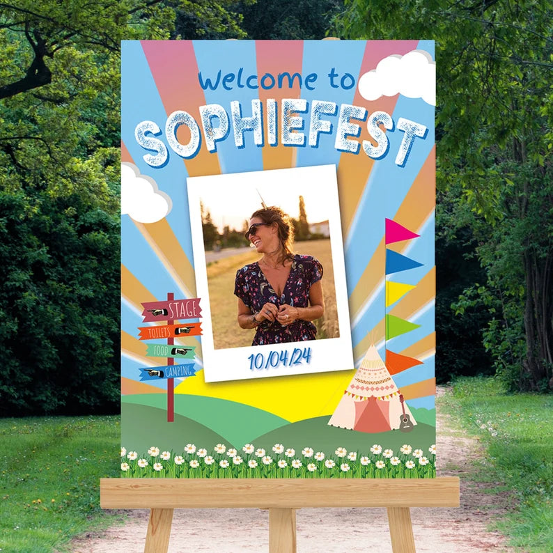 Personalised Festival Camp Photo Welcome Sign