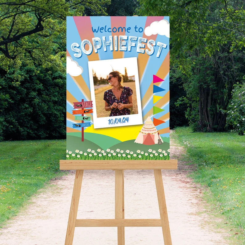 Personalised Festival Camp Photo Welcome Sign