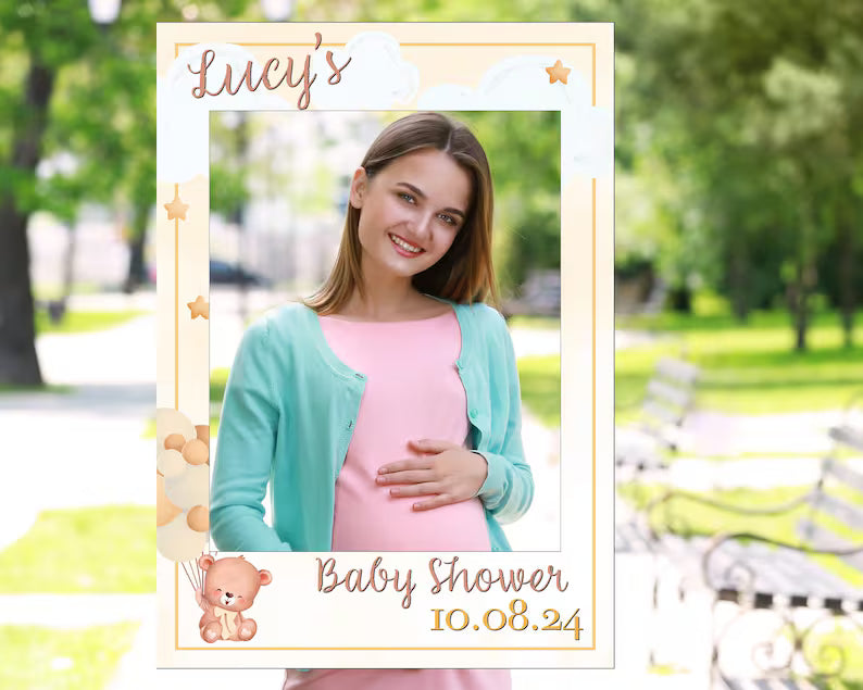Personalised Teddy Baby Shower Selfie Frame