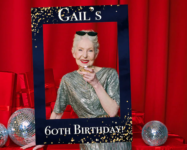 Personalised Gold Confetti Birthday Selfie Frame