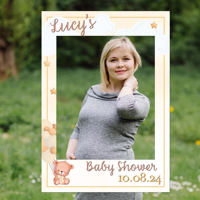 Personalised Teddy Baby Shower Selfie Frame