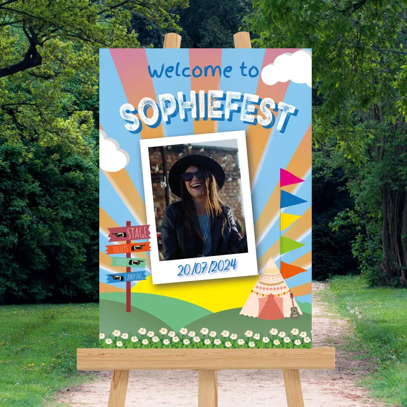 Personalised Festival Camp Photo Welcome Sign