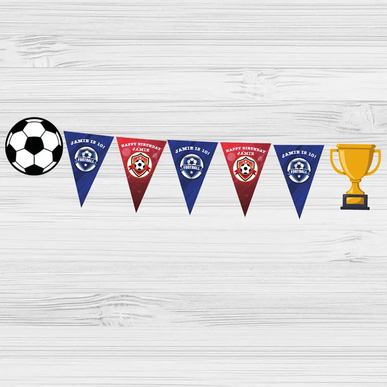 Personalised Football Pennant Bunting Banner Monster Parties