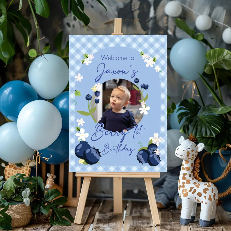 Personalised BlueBerry 1st Birthday Sign