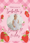 Personalised Strawberry 1st Birthday Photo Welcome Sign