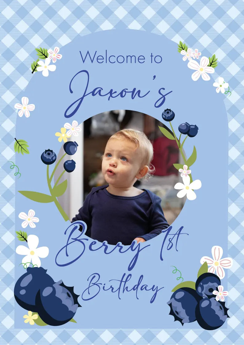 Personalised BlueBerry 1st Birthday Sign