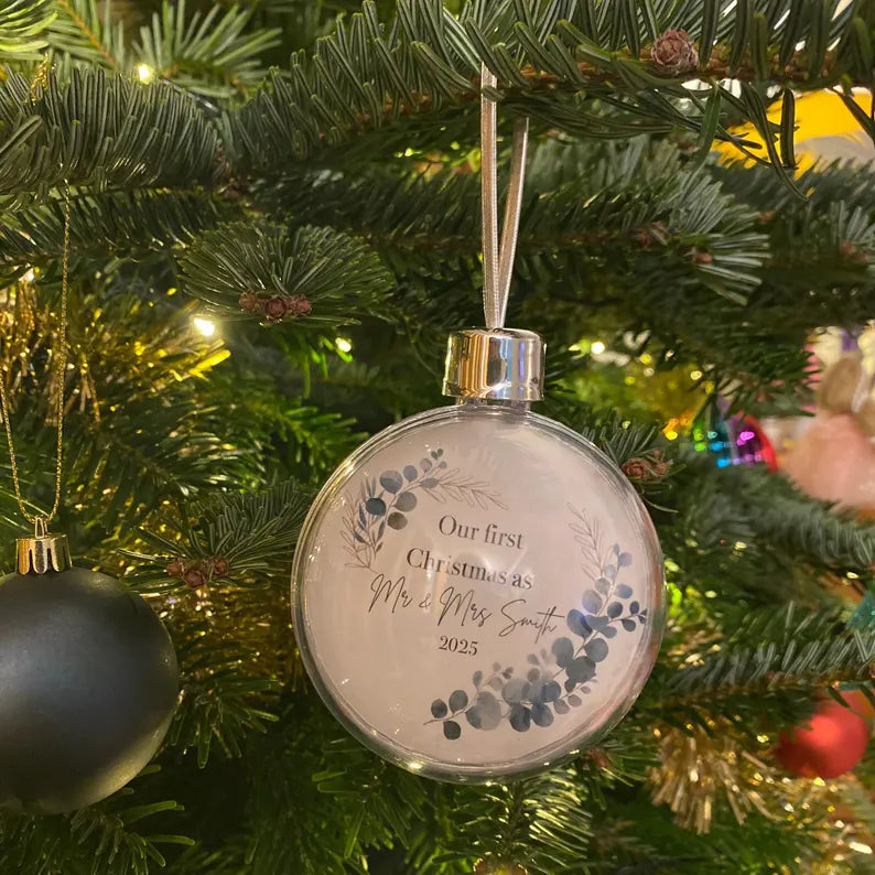 Personalised Our First Christmas Married Bauble