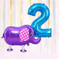 Personalised Elephant Walking Balloon & Number Balloon Bunch (Choose 1–9 in Pink or Blue)
