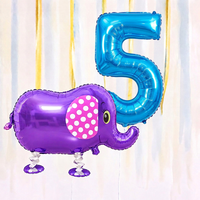 Personalised Elephant Walking Balloon & Number Balloon Bunch (Choose 1–9 in Pink or Blue)