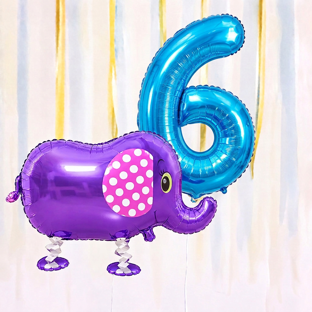 Personalised Elephant Walking Balloon & Number Balloon Bunch (Choose 1–9 in Pink or Blue)