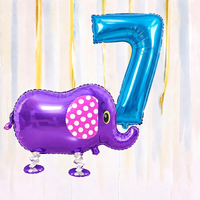Personalised Elephant Walking Balloon & Number Balloon Bunch (Choose 1–9 in Pink or Blue)