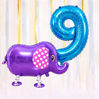 Personalised Elephant Walking Balloon & Number Balloon Bunch (Choose 1–9 in Pink or Blue)