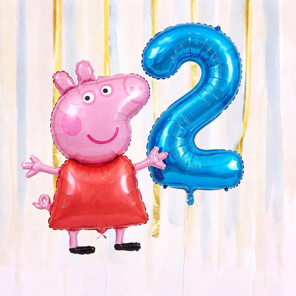 Personalised Peppa Pig Walking Balloon & Number Balloon Bunch (Choose 1–9 in Pink or Blue) (Copy)