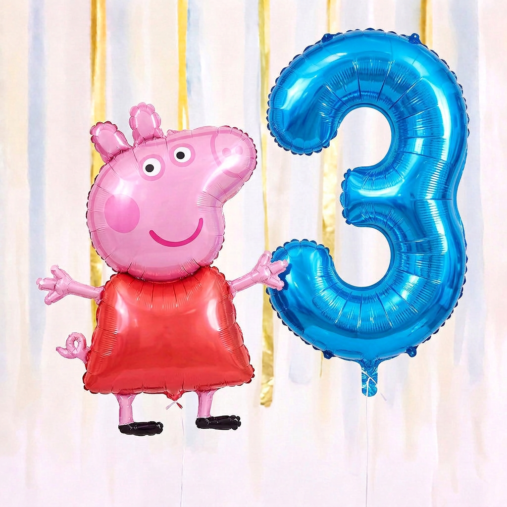 Personalised Peppa Pig Walking Balloon & Number Balloon Bunch (Choose 1–9 in Pink or Blue) (Copy)