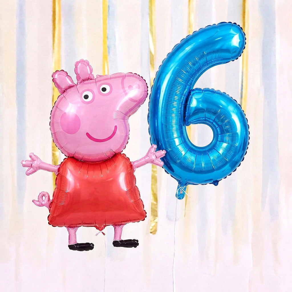 Personalised Peppa Pig Walking Balloon & Number Balloon Bunch (Choose 1–9 in Pink or Blue) (Copy)