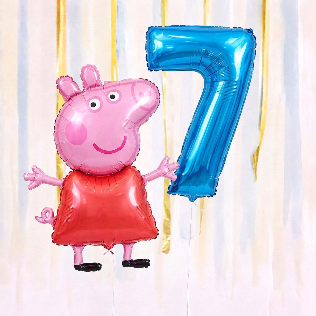 Personalised Peppa Pig Walking Balloon & Number Balloon Bunch (Choose 1–9 in Pink or Blue) (Copy)