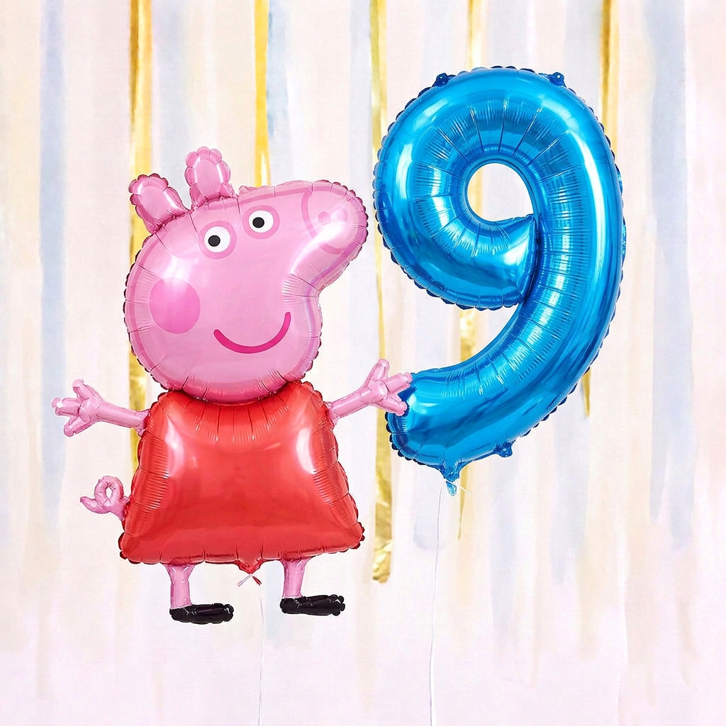 Personalised Peppa Pig Walking Balloon & Number Balloon Bunch (Choose 1–9 in Pink or Blue) (Copy)