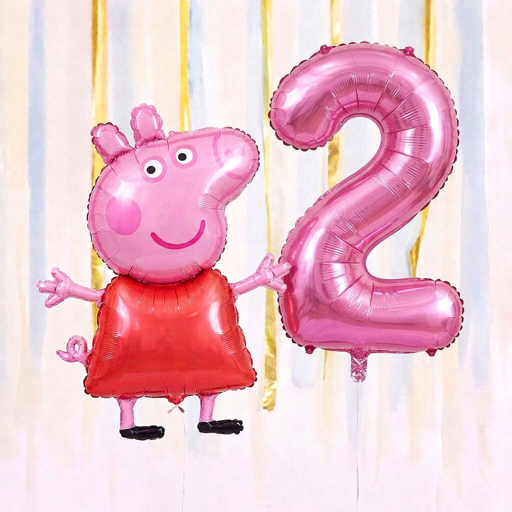 Personalised Peppa Pig Walking Balloon & Number Balloon Bunch (Choose 1–9 in Pink or Blue) (Copy)
