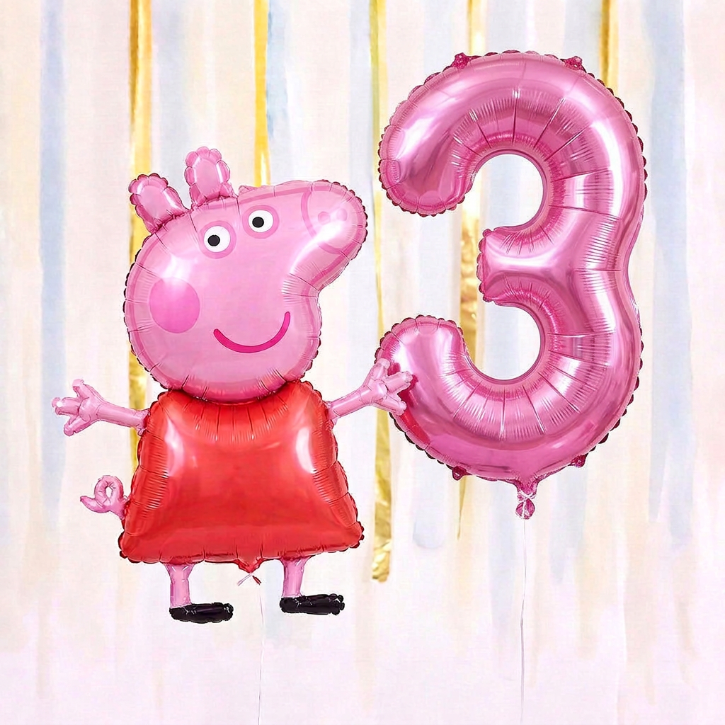 Personalised Peppa Pig Walking Balloon & Number Balloon Bunch (Choose 1–9 in Pink or Blue) (Copy)