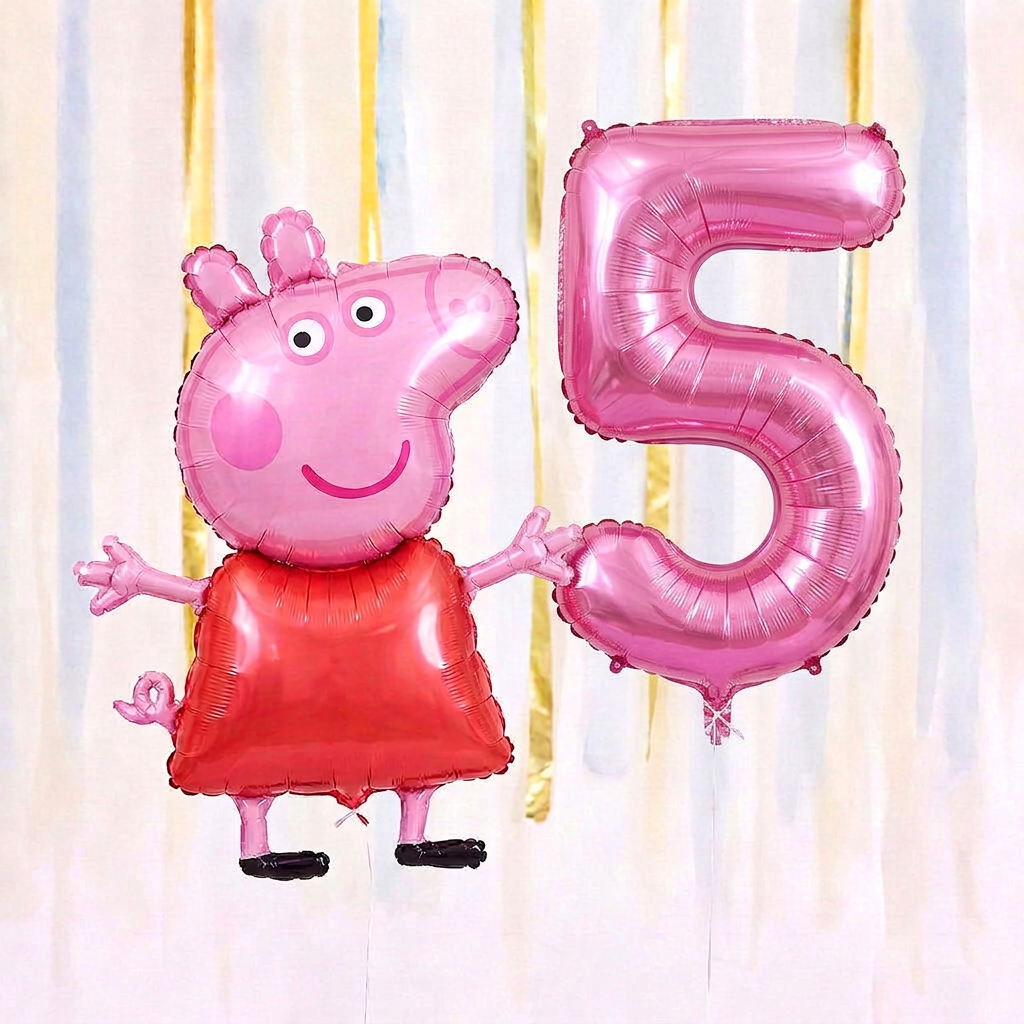 Personalised Peppa Pig Walking Balloon & Number Balloon Bunch (Choose 1–9 in Pink or Blue) (Copy)