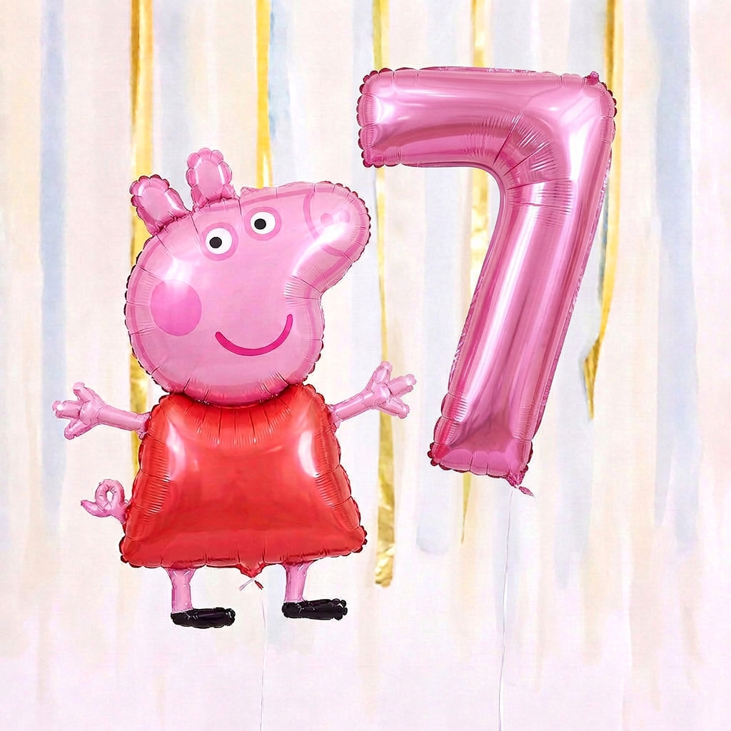 Personalised Peppa Pig Walking Balloon & Number Balloon Bunch (Choose 1–9 in Pink or Blue) (Copy)
