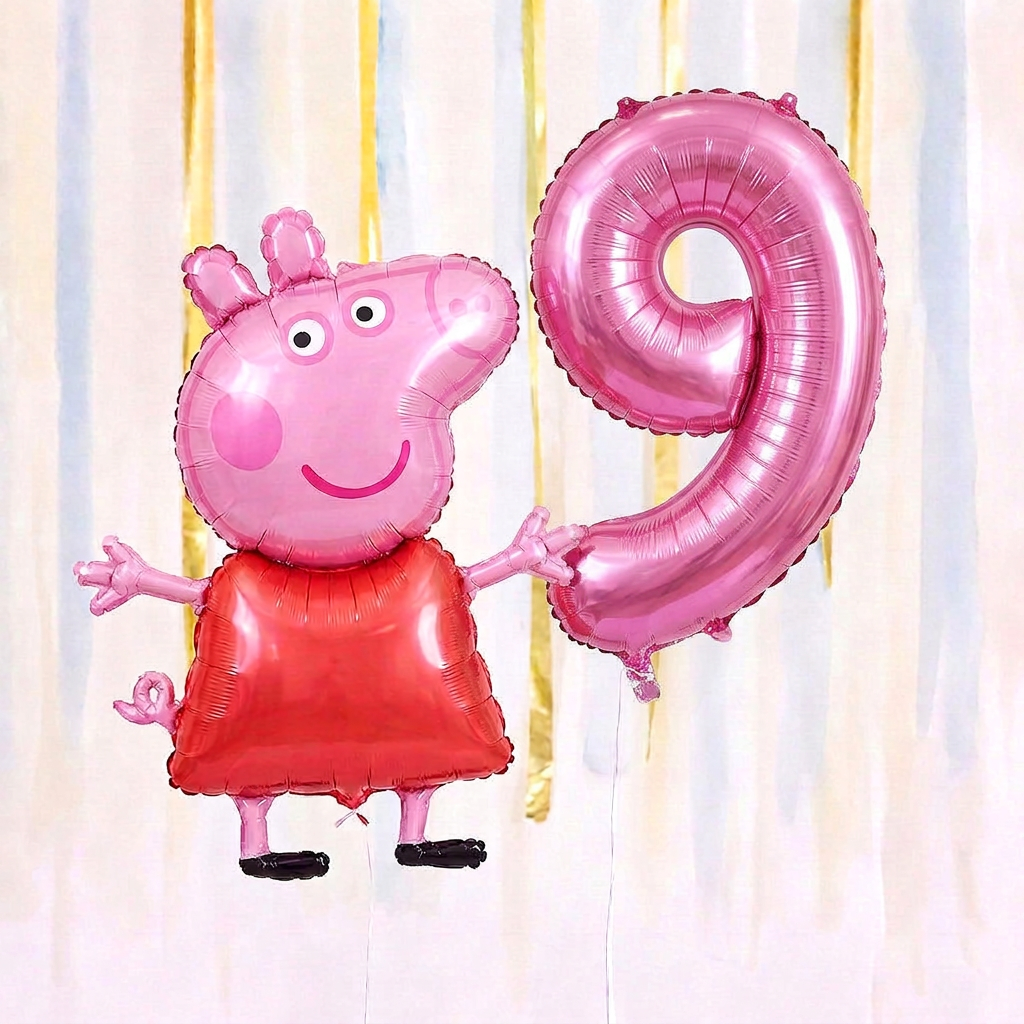 Personalised Peppa Pig Walking Balloon & Number Balloon Bunch (Choose 1–9 in Pink or Blue) (Copy)