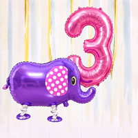 Personalised Elephant Walking Balloon & Number Balloon Bunch (Choose 1–9 in Pink or Blue)