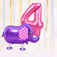 Personalised Elephant Walking Balloon & Number Balloon Bunch (Choose 1–9 in Pink or Blue)