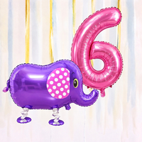 Personalised Elephant Walking Balloon & Number Balloon Bunch (Choose 1–9 in Pink or Blue)