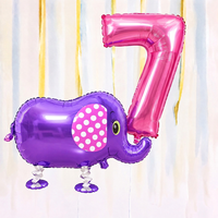 Personalised Elephant Walking Balloon & Number Balloon Bunch (Choose 1–9 in Pink or Blue)
