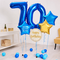 Deluxe Personalised Balloon Bunch - 70th Birthday Blue Personalised Balloons