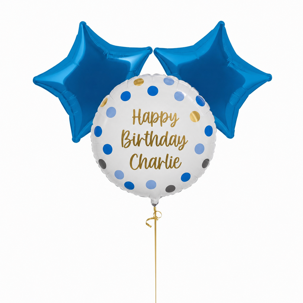 Personalised Blue Dots Balloon 2 Blue Balloons Personalised Balloons