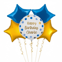 Personalised Blue Dots Balloon 4 Star Balloons Personalised Balloons