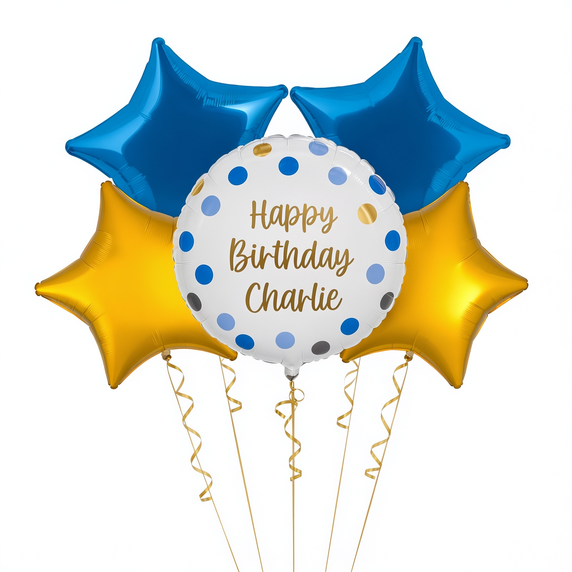 Personalised Blue Dots Balloon 4 Star Balloons Personalised Balloons