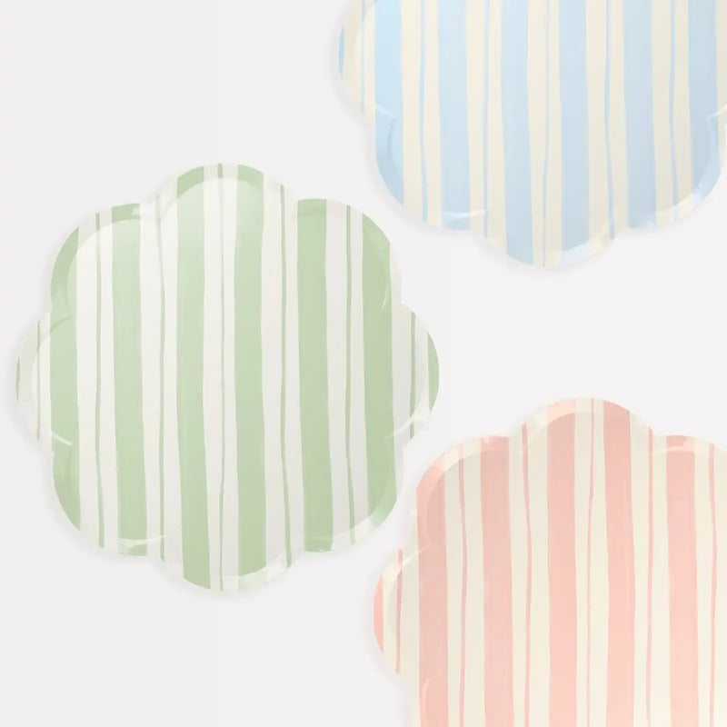 Pastel Ticking Stripe Dinner Plates (x8) General Party