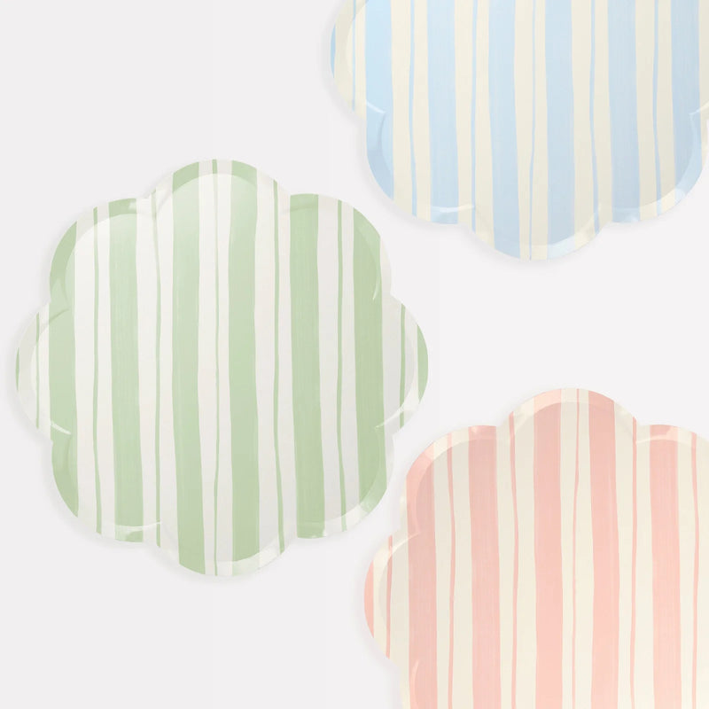 Pastel Ticking Stripe Dinner Plates (x8)