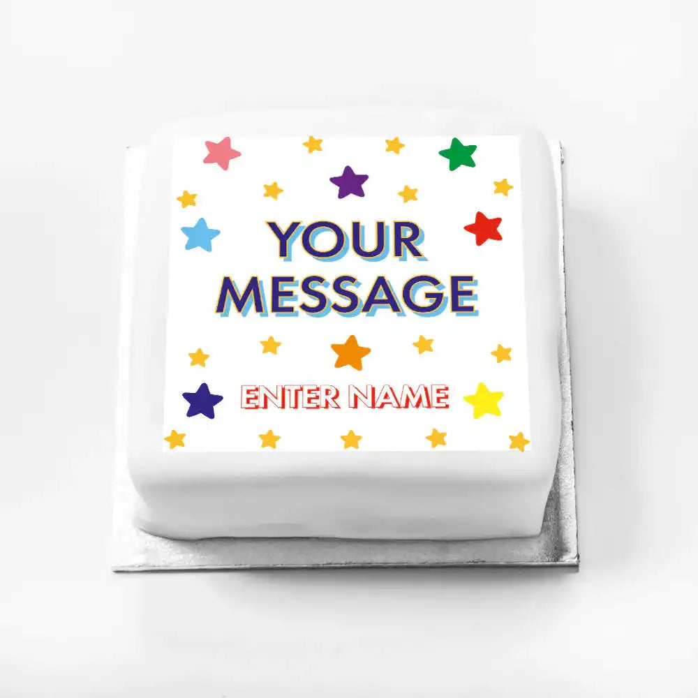 Personalised Slogan Gift Cake – Bright Stars Your Own Message With Name Personalised Cake