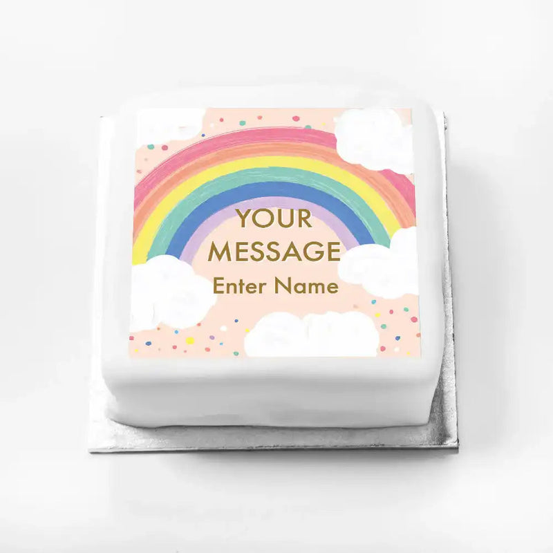 Personalised Slogan Gift Cake – Rainbow Pink Your Own Message With Name Personalised Cake